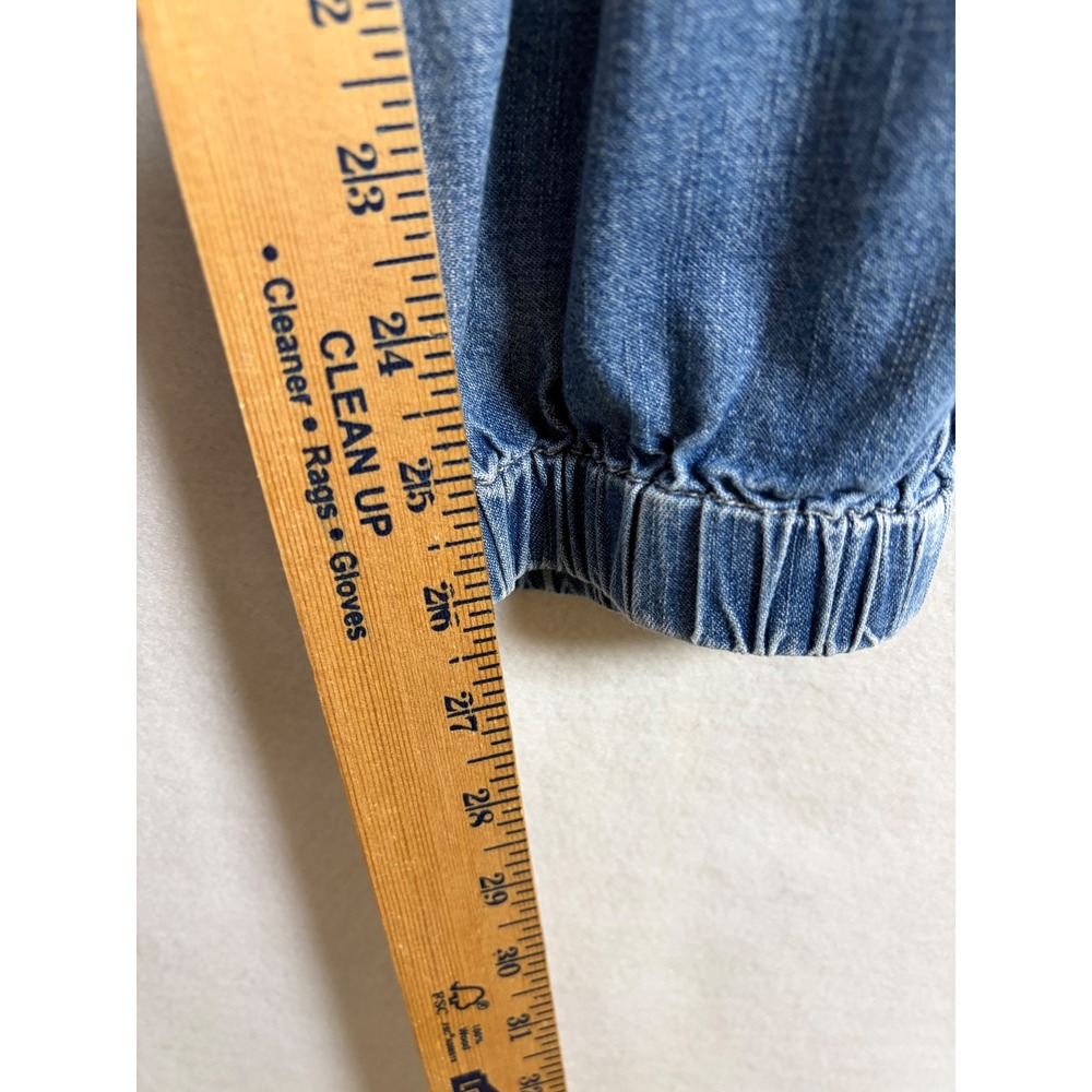 Sundance Jolienne Cargo Denim Jogger Pants exposed Button Fly 14 Medium Wash - Picture 5 of 8